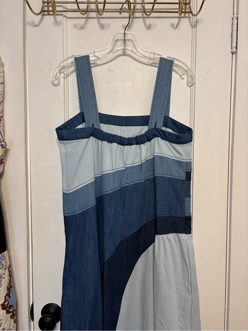 Pilcro (Anthropologie) Patchwork Indigo Blue Denim Midi Dress. NWT - Picture 12 of 12